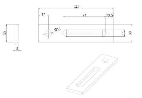 Mounting Adapter 125*30*4*11mm - 10pcs
