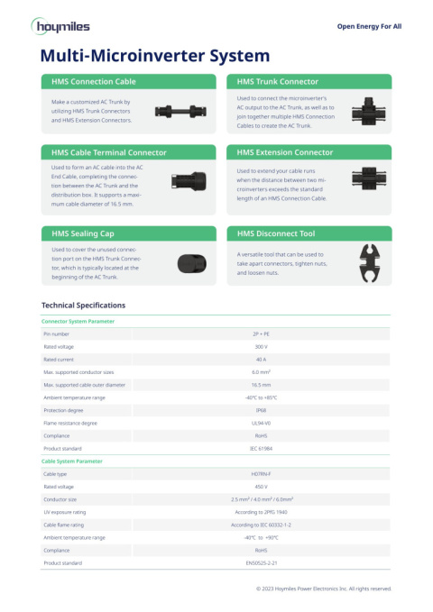 HOYMILES HMS FLEX Trunk Connector
