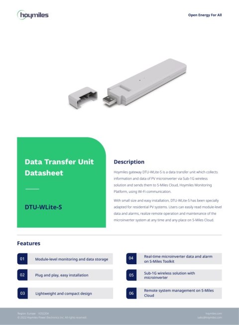 HOYMILES DTU-WLite-S monitoring module (for 4 photovoltaic modules)