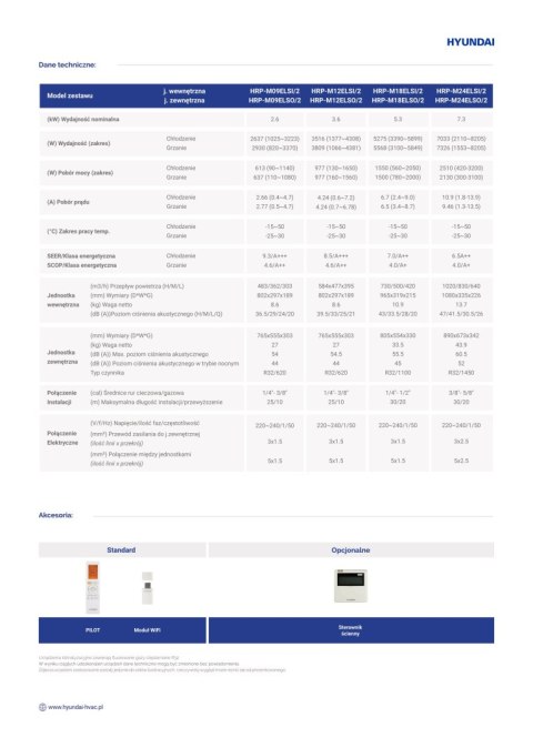 HYUNDAI 7.0kW ELITE SILVER Wand-Klimagerät HRP-M24ELSI + HRP-M24ELSO