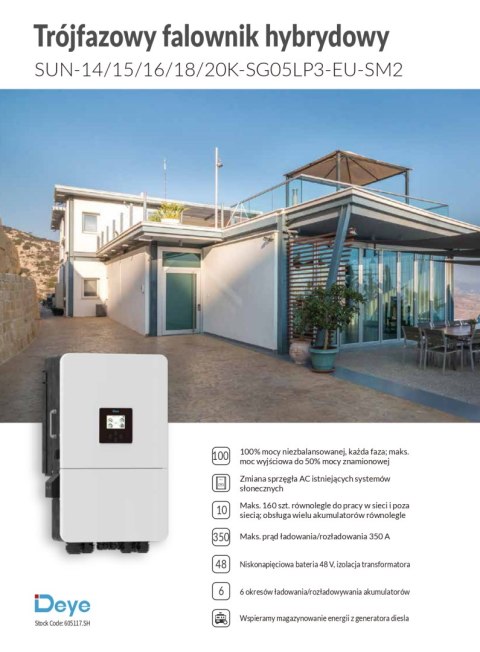 DEYE Hybrid Inverter SUN-20K-SG05LP3-EU 3-phase (low voltage)