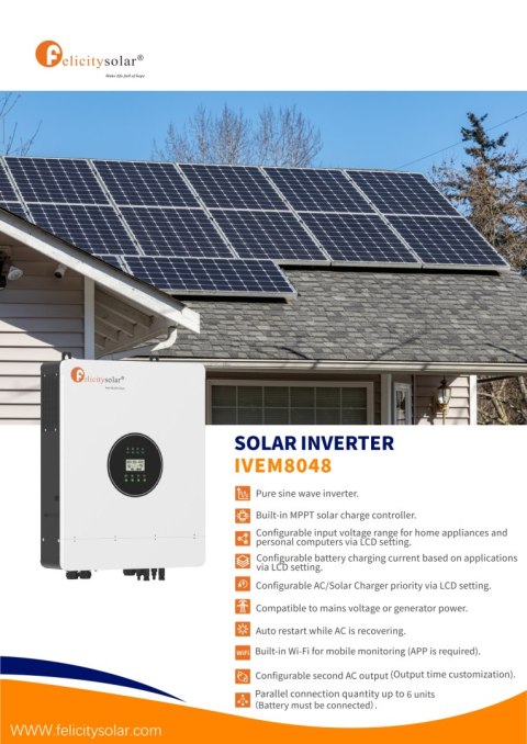 Felicity Netzunabhängiger Hybrid-Wechselrichter IVEM8048, 8KW, 48V (1-phasig)