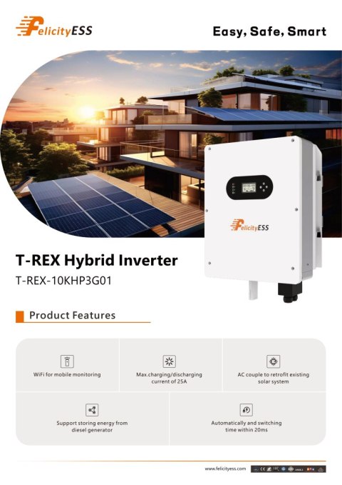 Felicity Inwerter hybrydowy T-REX-10KHP3G01 3-fazowy (wysokonapięciowy)