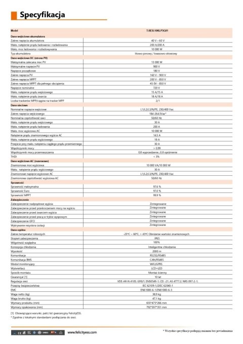 Felicity Hybrid Inverter T-REX-10KLP3G01 3-phase (low voltage)