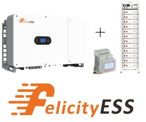 Felicity: Zestaw Inwerter hybrydowy T-REX-50KHP3G01 + Zestaw Bateria FLH48100UMG1 61.44kWh + Smart Meter (wysokonapięciow