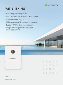 GROWATT Falownik hybrydowy WIT-15K-HU niskonapięciowy, 3-fazowy