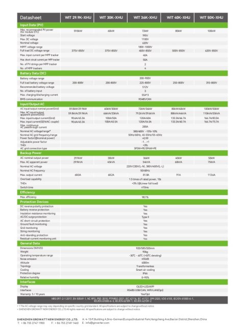 GROWATT Falownik hybrydowy WIT-40K-XHU 3-fazowy