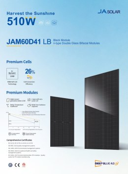 JA SOLAR JAM60D41 BIFACIAL 500W LB Full black MC4 (N-Type)
