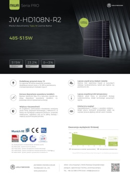 JOLYWOOD JW-HD-108N-500W R2 BIFACIAL Czarna Rama (N-type)