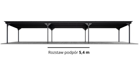 Wiaty / Carport U1 z konstrukcją pod PV (Rozstaw podpór 5,4m)