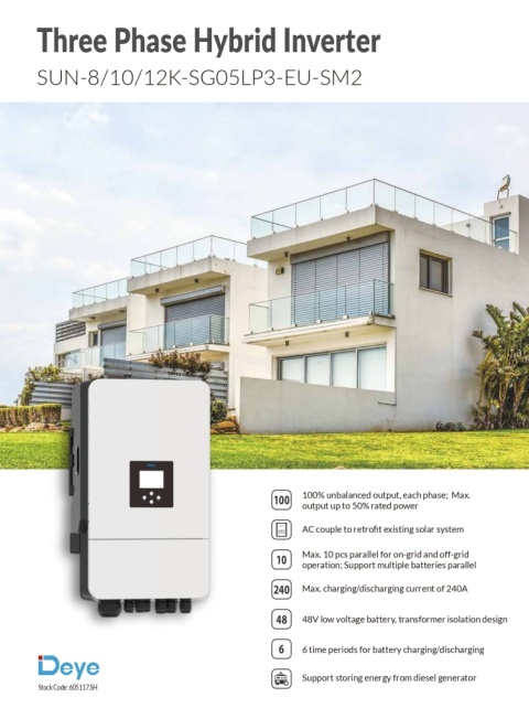 DEYE Three-phase hybrid inverter SUN-8K-SG05LP3-EU-SM2 (low voltage)