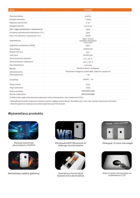 Felicity Bateria FLA48230 11.8kWh 51.2V (IP21) (niskonapięciowy)