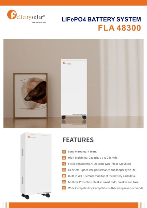 Felicity Battery FLA48300 15kWh 51.2V (IP21) (low voltage) (FLA48300)