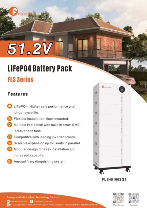 Felicity Zusatzbatterie FLS48100SMG1 5,12 kWh 51,2 V für LUX-X-48100LCG01 (Niederspannung) (FSL48100SMG1)