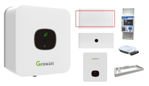 GROWATT Set: Hybrid Inverter MIN-5000TL-XH 1-phase + Battery 10 kWh+APX 55027-P0+Base+Smart Meter+WiFi +Backup Box