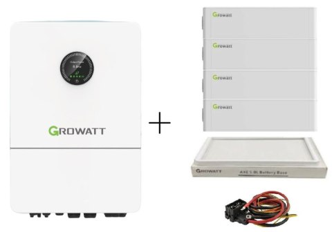 GROWATT Zestaw: Falownik hybrydowy WIT-15K-X-HU 3-fazowy+Bateria 20kWh+podstawa+kable