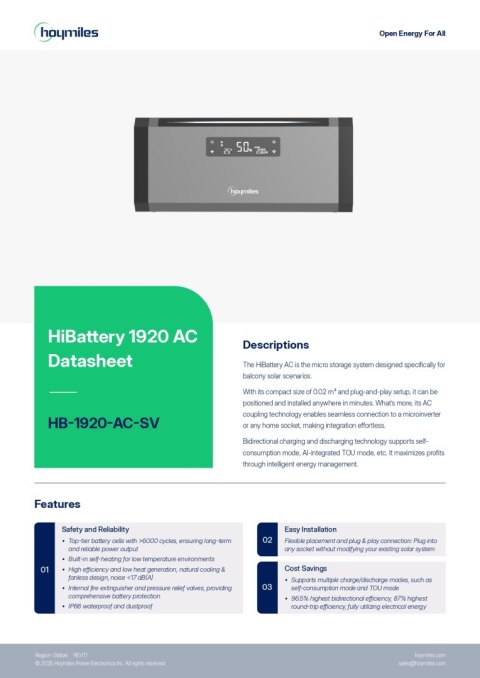 HOYMILES Bateria HB-1920-AC-SV 1.92kWh 230V