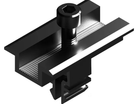 Klema środkowa Dł: 50 mm na KLIK z pinami uziemiającymi czarna