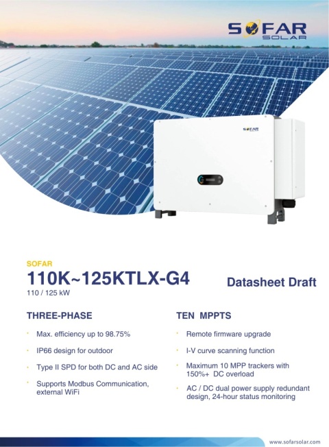 Sofar 125KTLX-G4 3-phase 10xMPPT
