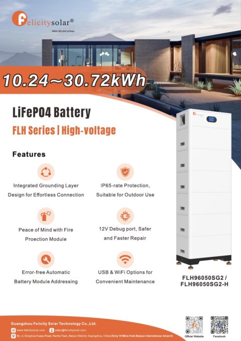 Felicity Bateria FLH96050SMG2-H 5.12KWh 102.4V (IP65) z funkcją grzania (wysokonapięciowy)