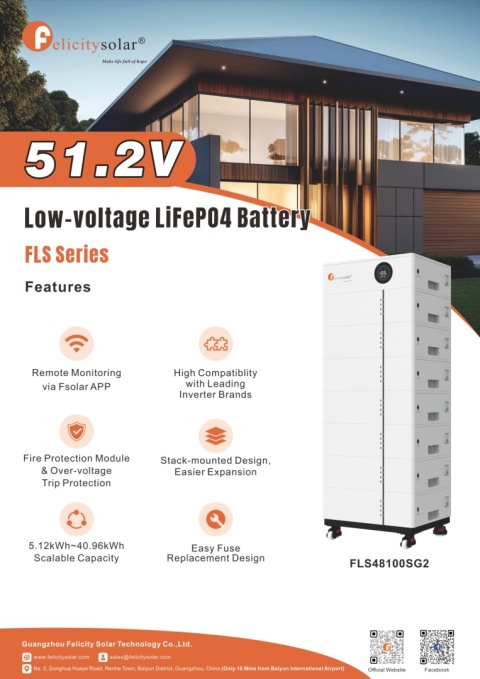 Felicity Bateria FLS48100SCG2 5.12kWh 51.2V (niskonapięciowy) z wbudowanym kontrolerem + podstawa