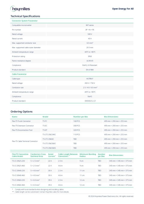 HOYMILES MIT FLEX-T5 kabel połączeniowy 5x4.0mm2 AC 3F 2,3mb. (T5-CC-EN40-230)