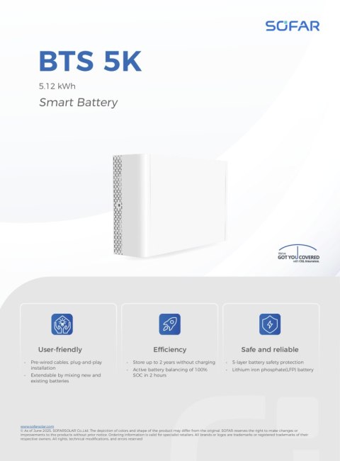 SOFAR BTS 5K Bateria 5.12kWh z funkcją grzania (wysokonpięciowa)