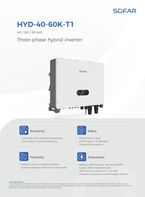 Sofar Hybrid Inwerter 40K-T1 3-phase 4xMPPT