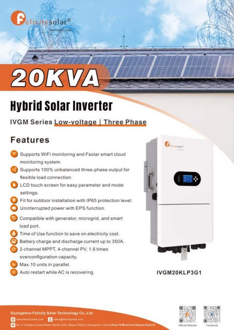 Felicity Inwerter hybrydowy 12KW IVGM12KLP3G1 3-fazowy (niskonapięciowy)