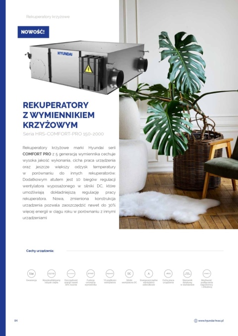 HYUNDAI Rekuperator z wymiennikiem krzyżowym HRS-COMFORT-PRO 800