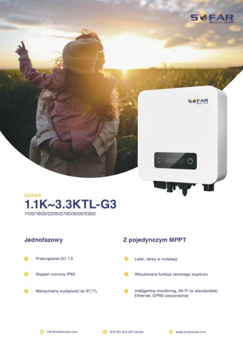 SOFAR 3.3KTL3-G3 1-fazowy 1xMPPT