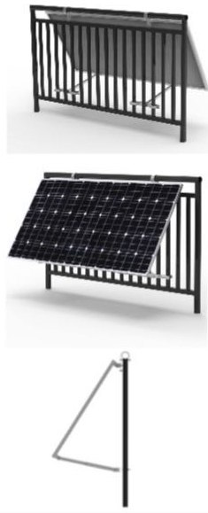 Balcony construction with double adjustment for mounting solar panels 22°-50° (TYPE1)