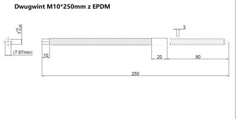 Dwugwint M10*250 z EPDM