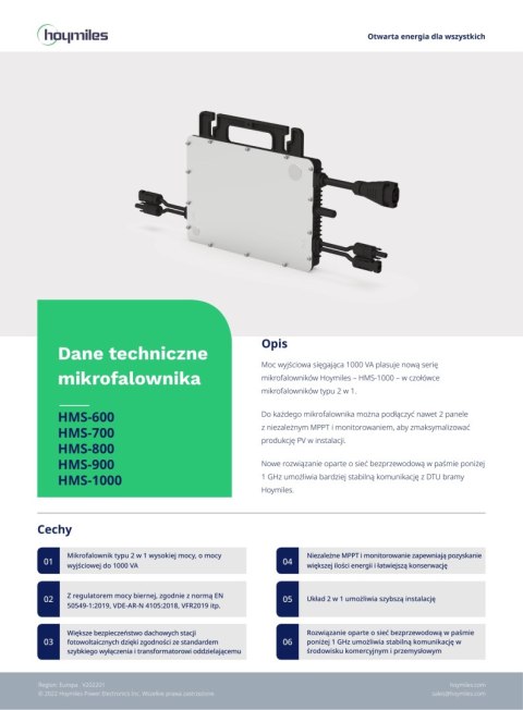 HOYMILES Mikroinwerter HMS-1000-2T 1F (2*670W)
