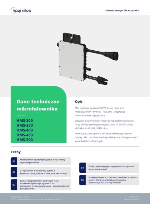 HOYMILES Mikroinwerter HMS 500-1T 1F (1*670W)