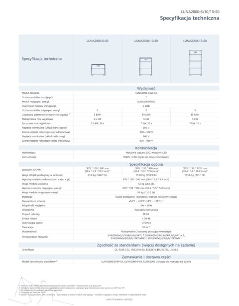 HUAWEI Magazyn energii Luna2000-5-S0 5kW (LUNA2000-5-C0 + 1 x LUNA2000-5kW-E0)