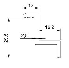 Klema końcowa 30mm Dł: 50mm anodowana srebrna