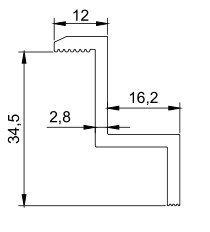 Klema końcowa 35mm Dł: 50mm anodowana srebrna
