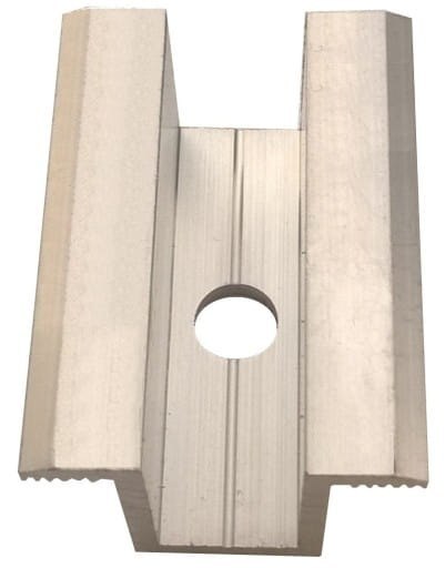 Klema środkowa Dł: 50mm anodowana srebrna