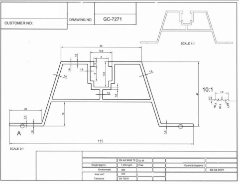 Mostek Trapezowy Wys=40mm L:6400mm bez EPDM
