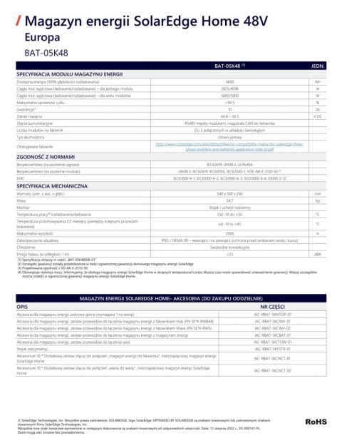 SolarEdge Home Battery 48V 4,6kWh zestaw(zawiera 1*podstawę, 1*obudowa górna)