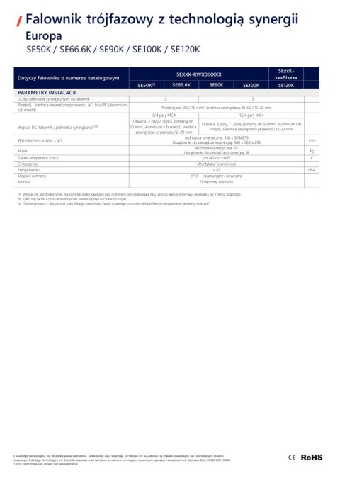 SolarEdge SE50K 3-fazowy zestaw (1*SE50K-RW00IBNM4 + 2*SESUK-RW00INNN4)