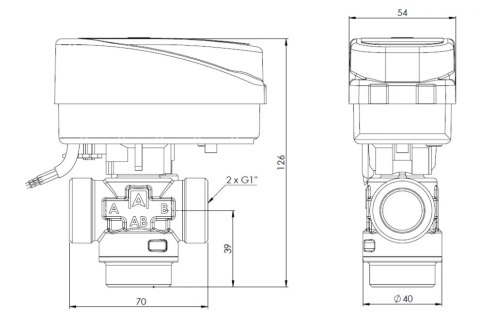 AFRISO 3-drogowy zawór strefowy AZV643 DN20 G1" KVS 8 M3/H