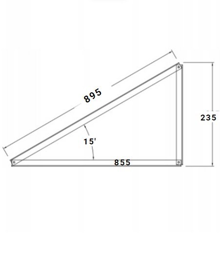 Ekierka / Trójkąt montażowy 15° orientacja pozioma