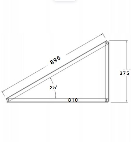 Ekierka / Trójkąt montażowy 25° orientacja pozioma