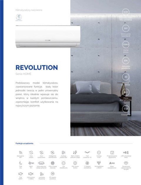 HYUNDAI Klimatyzator ścienny 5.3kW Revolution HRP-M18RI + HRP-M18RO/2