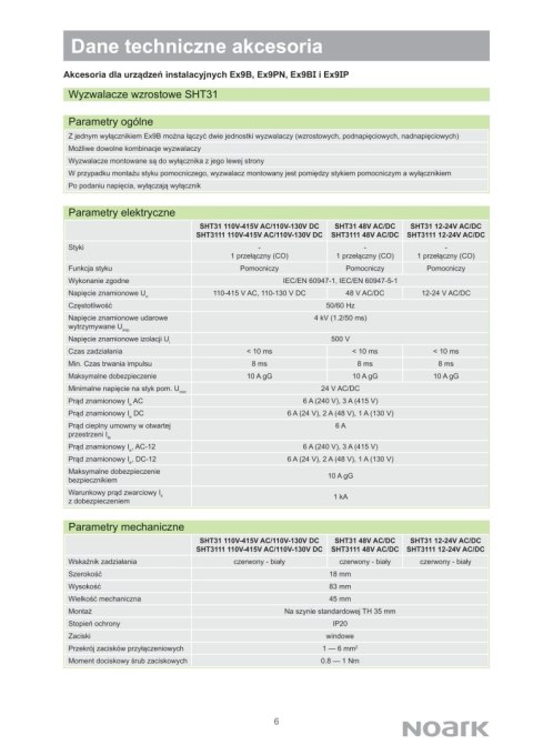 NOARK Wyzwalacz wzrostowy do rozłącznika SHT31 (100544)