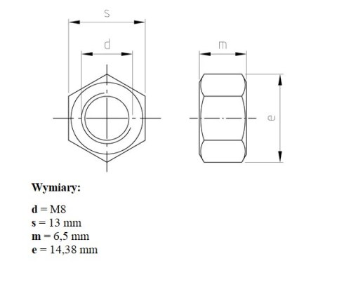 Nakrętka M8 DIN 934 INOX