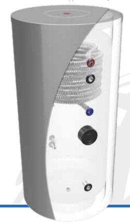 SOLITANK Vertikal stehender Warmwasserspeicher/Wärmetauscher 170L mit Rohrschlange 3.83m2