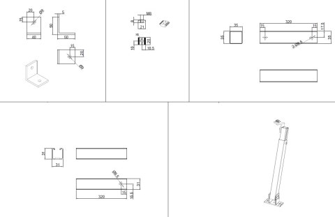 Tylna + Przednia podpora profil R52 (4*EPDM+4*Wkręt w zestawie)